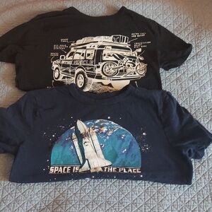 GAP Black and Blue Short Sleeve Tees with Vintage Graphics